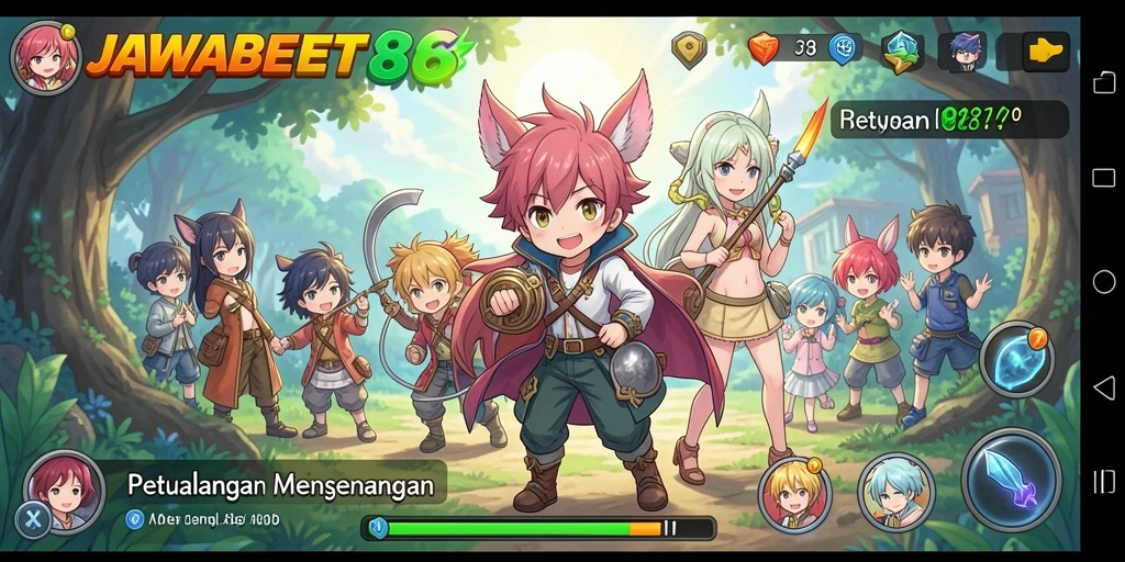 Tampilan menarik dalam gameplay <strong>JAWABET88</strong> dengan karakter anime yang unik.