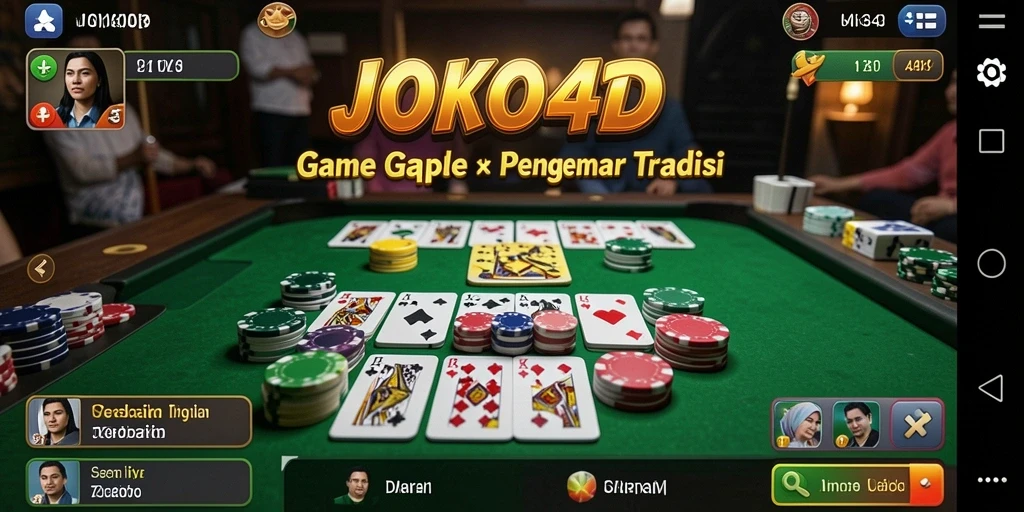 Tampilan gameplay seru dalam JOKO4D dengan kartu Gaple.