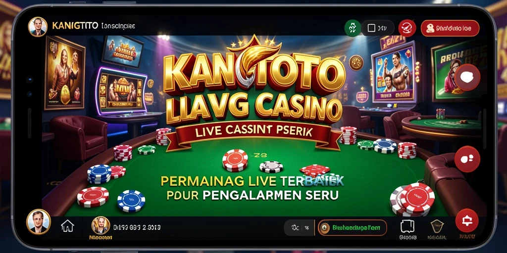 Screenshot gameplay KANGTOTO menunjukkan dealer langsung yang ramah dan suasana kasino yang menyenangkan.