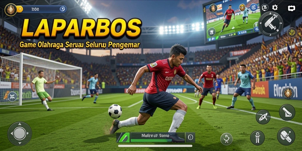 Tampilan gameplay LAPARBOS saat bertanding di arena olahraga.