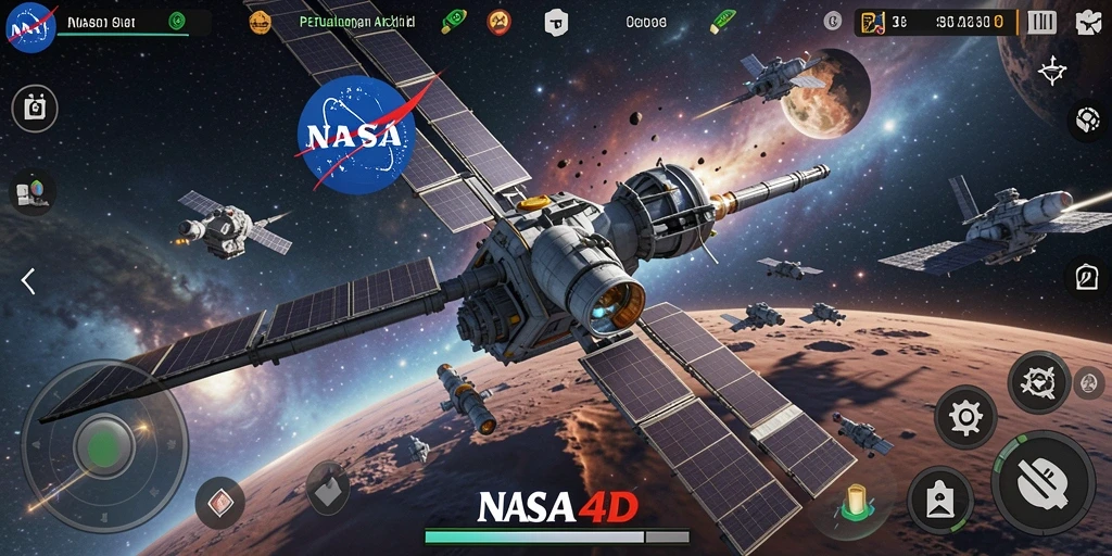 Gameplay NASA4D menampilkan pertarungan epik di luar angkasa.