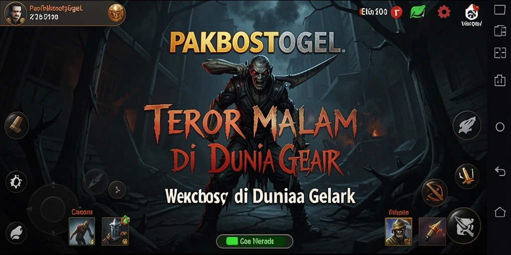 Screenshot menampilkan momen menegangkan dalam PAKBOSTOGEL dengan suasana gelap dan mencekam.