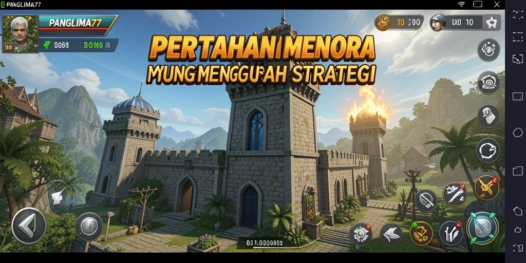 Gameplay seru dan menantang dalam PANGLIMA77, Tower Defense terbaik.
