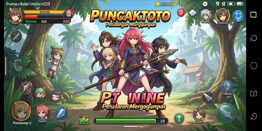 Tampilan gameplay dinamis dan karakter penuh warna dari PUNCAKTOTO.