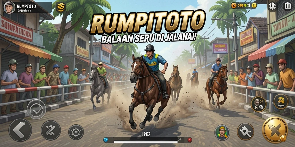 Tangkapan layar RUMPITOTO menampilkan aksi balapan mendebarkan di jalanan.