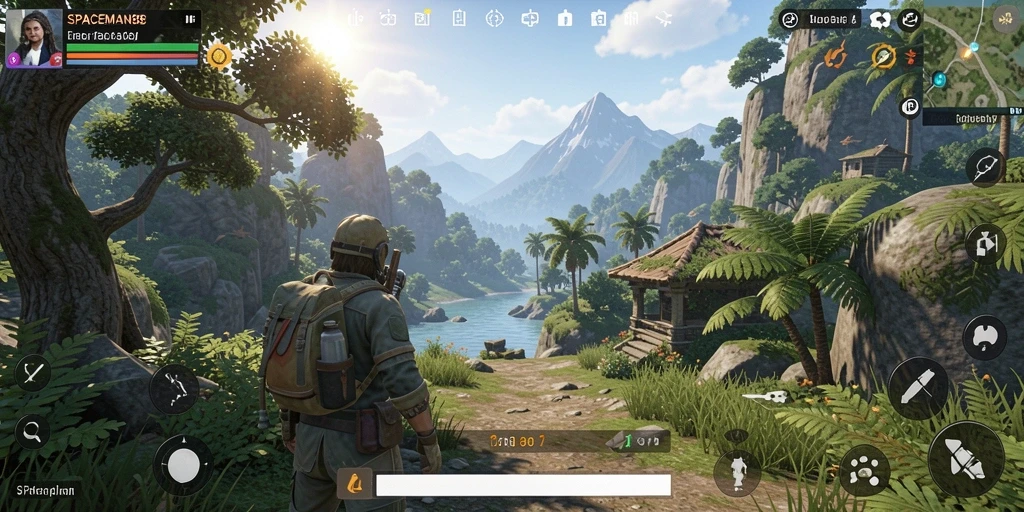 Tangkapan layar menunjukkan aksi menakjubkan di dunia Open World SPACEMAN88.