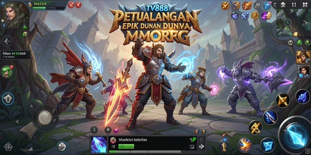 Tangkapan layar TV888 menampilkan aksi seru antar pemain dalam petualangan MMORPG.